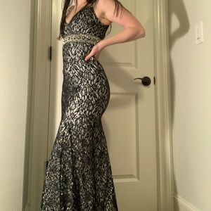 Black lace prom dress